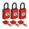 Cadenas SafeKey – Compact, Rouge, KA - Clé identique, Plastique, 25.40 mm, 3 Pièce / Boîte